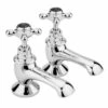 Hudson Reed Black Topaz Crosshead Basin Taps With Hexagonal Collars - Chrome/Black -TAP WAREHOUSE Shop blacktopaz bc401hx