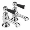 Hudson Reed Black Topaz Lever Bath Taps With Dome Collars - Chrome/Black
