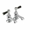 Hudson Reed Black Topaz Lever Bath Taps With Hexagonal Collars - Chrome/Black -TAP WAREHOUSE Shop blacktopaz bc402hl