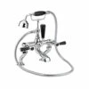 Hudson Reed Black Topaz Lever Deck Mounted Bath Shower Mixer With Handset Kit & Hexagonal Collars