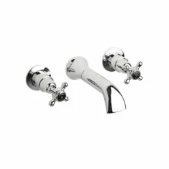 Hudson Reed Black Topaz Crosshead Bath Spout With Dome Collars - Chrome/Black
