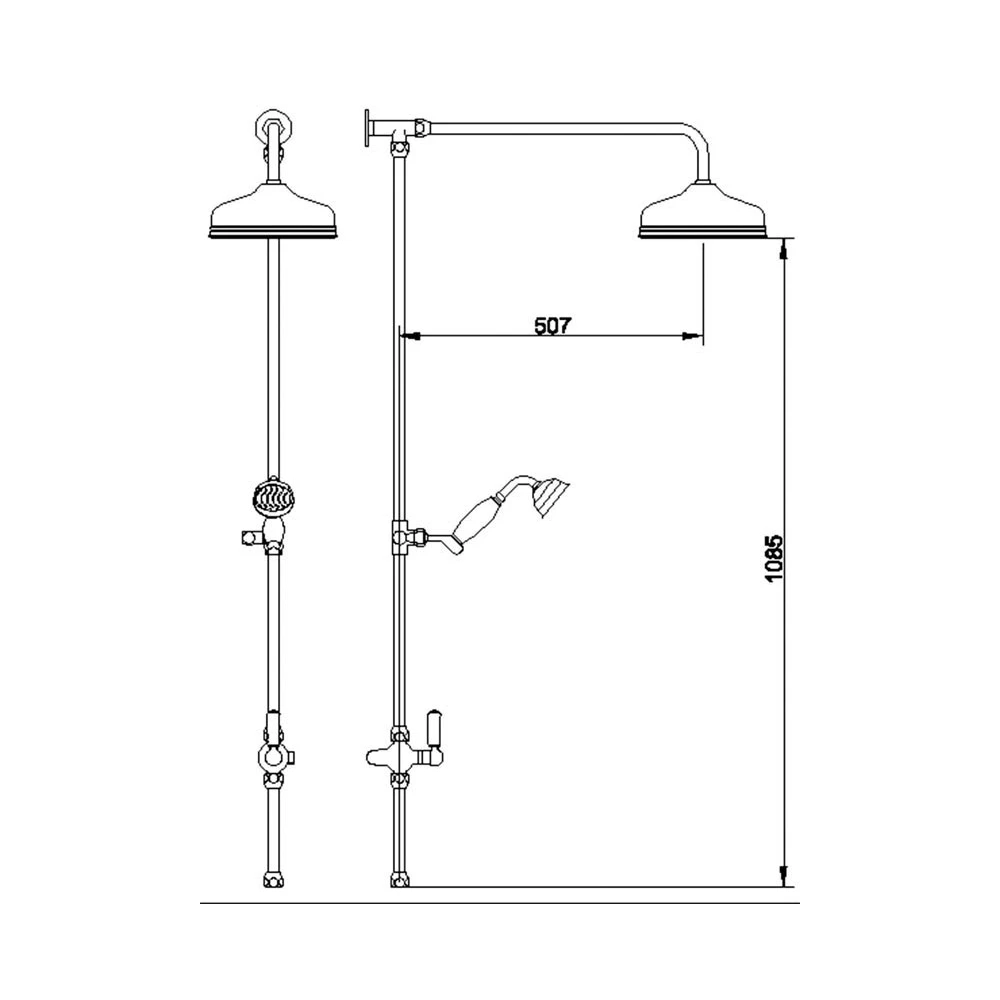 Hudson Reed Black Topaz Triple Exposed Thermostatic Shower Valve With Rigid Riser Kit & Spout - Chrome/Black 4 Hudson Reed Black Topaz Triple Exposed Thermostatic Shower Valve With Rigid Riser Kit & Spout - Chrome/Black - Image 2