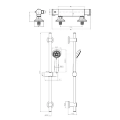 Brianna Thermostatic ABS Bar Shower Valve & Slide Rail Kit 7 Brianna Thermostatic ABS Bar Shower Valve & Slide Rail Kit -TAP WAREHOUSE Shop brianna shower valve rail kit drawing