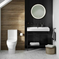 Britton Bathrooms Hoxton Slim Basin Mixer Tap - Matt Black -TAP WAREHOUSE Shop britton bathrooms 850mm frame matt black accessories hoxton 600mm mirror 2