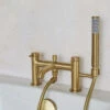 Britton Bathrooms Hoxton Bath Shower Mixer Tap - Brushed Brass 2 Britton Bathrooms Hoxton Bath Shower Mixer Tap - Brushed Brass -TAP WAREHOUSE Shop britton bathrooms hoxton brushed brass bath shower mixer tap lifestyle