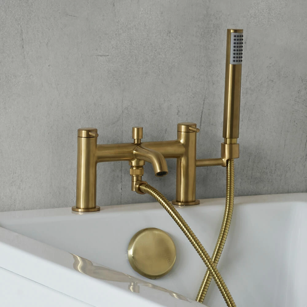 Britton Bathrooms Hoxton Bath Shower Mixer Tap - Brushed Brass 4 Britton Bathrooms Hoxton Bath Shower Mixer Tap - Brushed Brass - Image 2