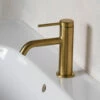 Britton Bathrooms Hoxton Slim Basin Mixer Tap - Brushed Brass 2 Britton Bathrooms Hoxton Slim Basin Mixer Tap - Brushed Brass -TAP WAREHOUSE Shop britton bathrooms hoxton brushed brass slim basin mixer tap lifestyle 3