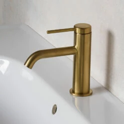 Britton Bathrooms Hoxton Slim Basin Mixer Tap - Brushed Brass