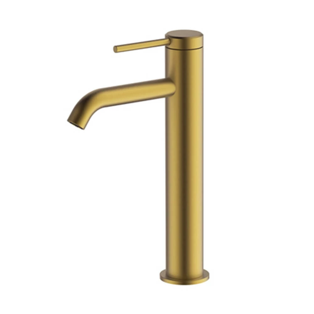 Britton Bathrooms Hoxton Slim Tall Basin Mixer Tap - Brushed Brass 3 Britton Bathrooms Hoxton Slim Tall Basin Mixer Tap - Brushed Brass