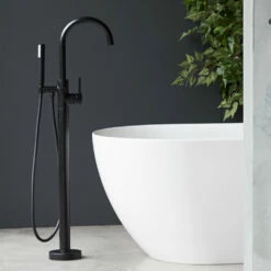 Britton Bathrooms Hoxton Floorstanding Bath Shower Mixer Tap - Matt Black