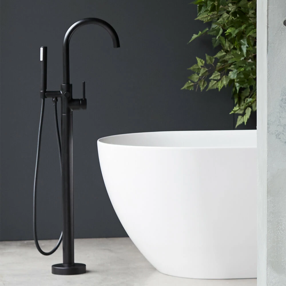 Britton Bathrooms Hoxton Floorstanding Bath Shower Mixer Tap - Matt Black 3 Britton Bathrooms Hoxton Floorstanding Bath Shower Mixer Tap - Matt Black