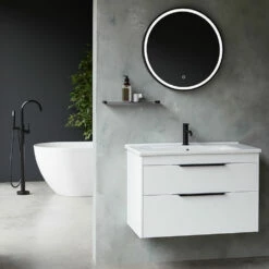 Britton Bathrooms Hoxton Floorstanding Bath Shower Mixer Tap - Matt Black 8 Britton Bathrooms Hoxton Floorstanding Bath Shower Mixer Tap - Matt Black -TAP WAREHOUSE Shop britton bathrooms hoxton matt black frame led mirror 600mm lifestyle 1