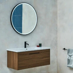 Britton Bathrooms Hoxton Slim Basin Mixer Tap - Matt Black -TAP WAREHOUSE Shop britton bathrooms hoxton matt black frame led mirror 800mm lifestyle 2