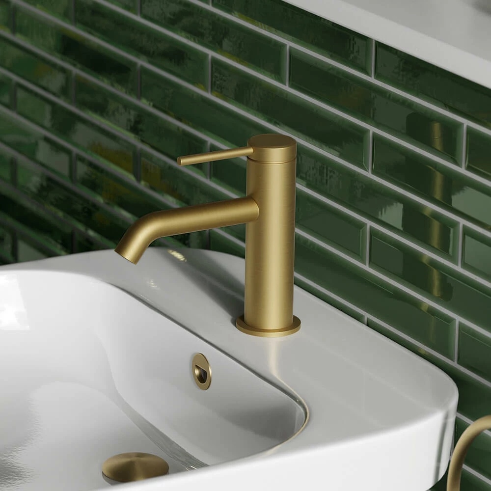 Britton Bathrooms Hoxton Slim Basin Mixer Tap - Brushed Brass 5 Britton Bathrooms Hoxton Slim Basin Mixer Tap - Brushed Brass - Image 3