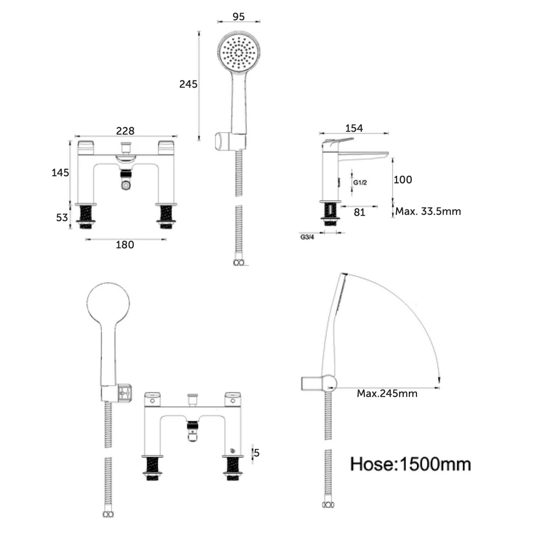 Britton Bathrooms Greenwich Bath Shower Mixer - Brushed Brass 4 Britton Bathrooms Greenwich Bath Shower Mixer - Brushed Brass - Image 2