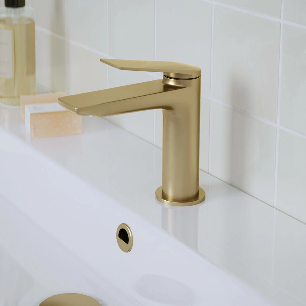 Britton Bathrooms Greenwich Mono Basin Mixer Tap - Brushed Brass 4 Britton Bathrooms Greenwich Mono Basin Mixer Tap - Brushed Brass - Image 2