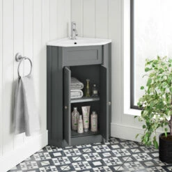 Butler & Rose Catherine Corner Cloakroom Traditional Vanity Unit - Matt Grey 13 Butler & Rose Catherine Corner Cloakroom Traditional Vanity Unit - Matt Grey -TAP WAREHOUSE Shop bulter rose catherine vanity unit corner 4