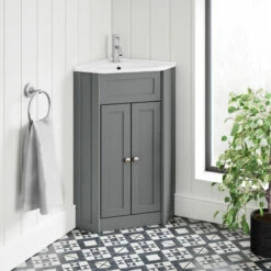 Butler & Rose Catherine Corner Cloakroom Traditional Vanity Unit - Matt Grey