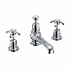 Burlington Anglesey 3 Tap Hole Thermostatic Basin Mixer With Pop-Up Waste