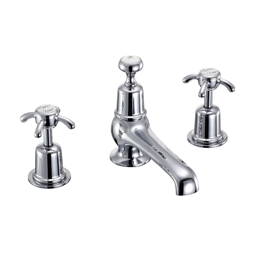 Burlington Anglesey Regent 3 Tap Hole Basin Mixer With Pop-up Waste 3 Burlington Anglesey Regent 3 Tap Hole Basin Mixer With Pop-up Waste