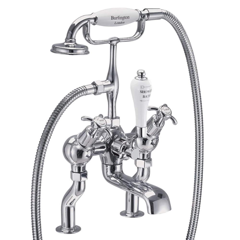 Burlington Anglesey Deck Mounted Bath Shower Mixer With Straight Valves 3 Burlington Anglesey Deck Mounted Bath Shower Mixer With Straight Valves