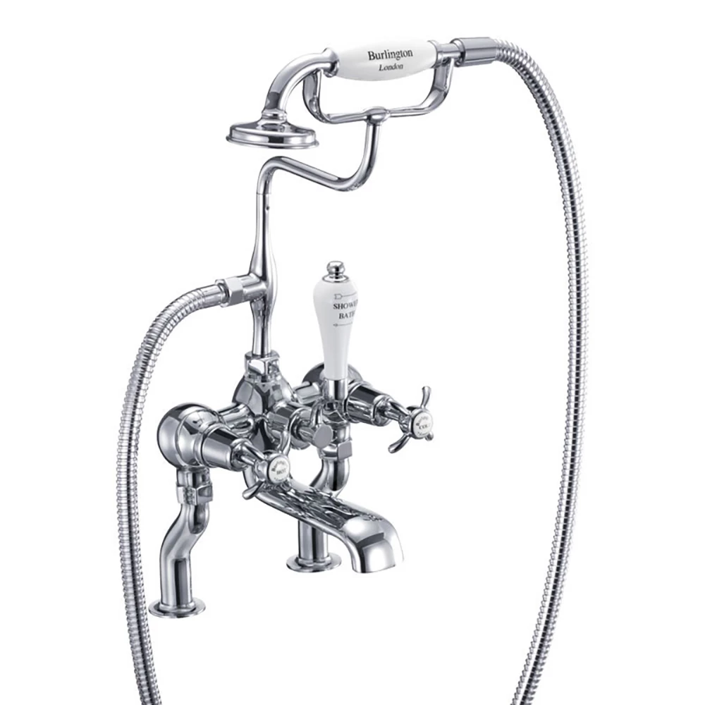 Burlington Anglesey Deck Mounted Bath Shower Mixer With Straight Valves 7 Burlington Anglesey Deck Mounted Bath Shower Mixer With Straight Valves - Image 5