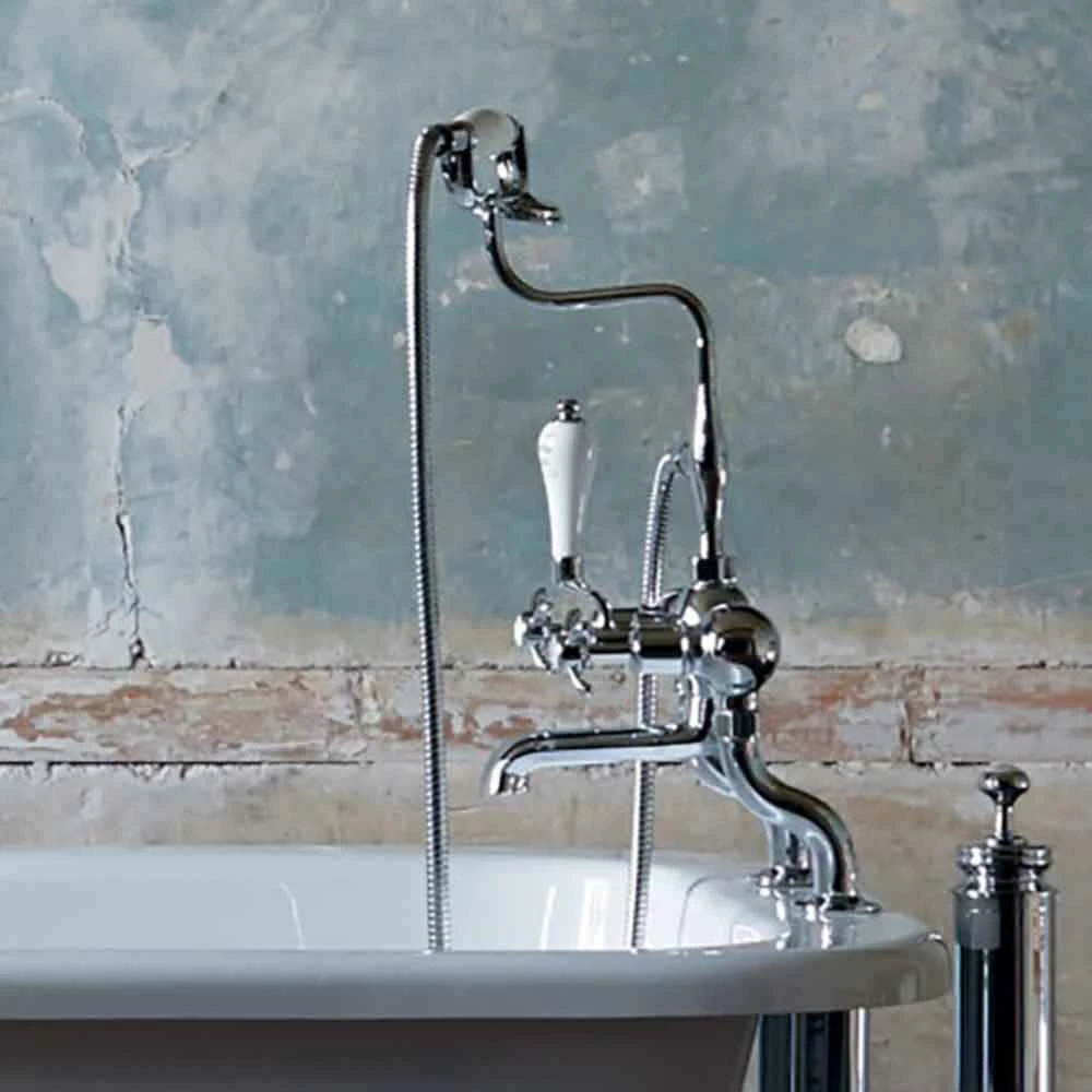 Burlington Anglesey Deck Mounted Bath Shower Mixer With Straight Valves 5 Burlington Anglesey Deck Mounted Bath Shower Mixer With Straight Valves - Image 3