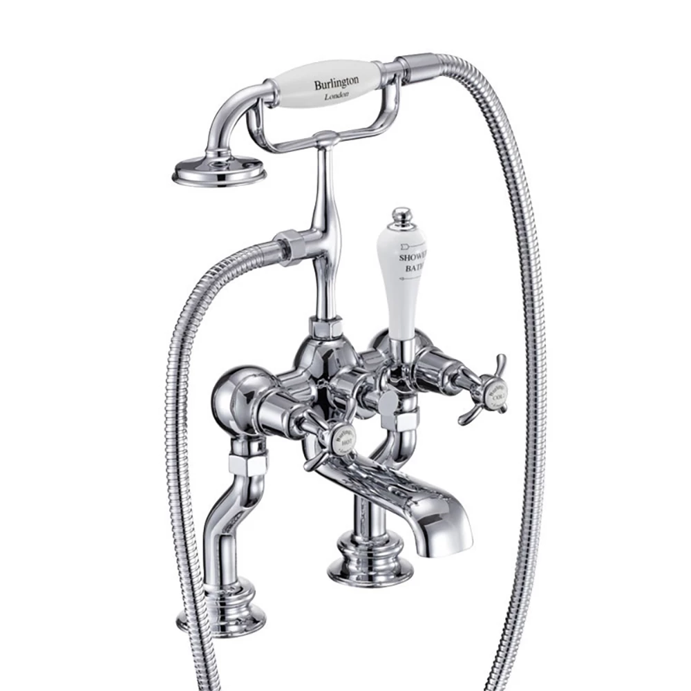 Burlington Anglesey Regent Tall Deck Mounted Bath Shower Mixer With Straight Valves 6 Burlington Anglesey Regent Tall Deck Mounted Bath Shower Mixer With Straight Valves - Image 4