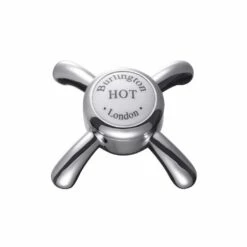 Burlington Anglesey Regent Deck Mounted Bath Pillar Taps -TAP WAREHOUSE Shop burlington anglesey tap head and indice detail 1