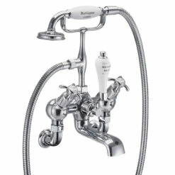 Burlington Anglesey Wall Mounted Bath Shower Mixer With Straight Valves & S Adjuster