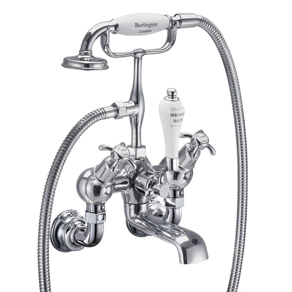 Burlington Anglesey Regent Tall Wall Mounted Bath Shower Mixer With Angled Valves 4 Burlington Anglesey Regent Tall Wall Mounted Bath Shower Mixer With Angled Valves - Image 2