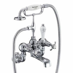 Burlington Anglesey Regent Tall Wall Mounted Bath Shower Mixer With Angled Valves