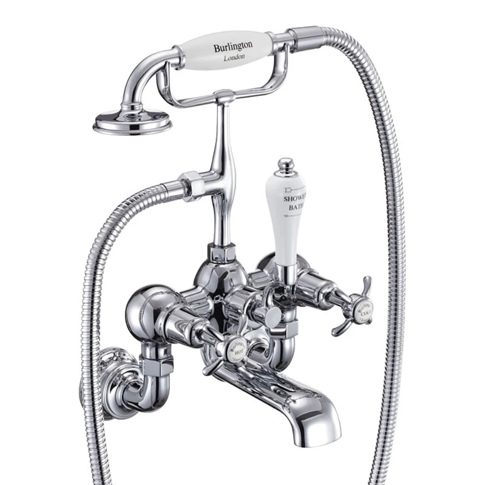 Burlington Anglesey Regent Tall Wall Mounted Bath Shower Mixer With Angled Valves 3 Burlington Anglesey Regent Tall Wall Mounted Bath Shower Mixer With Angled Valves