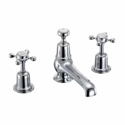 Burlington Claremont 3 Tap Hole Basin Mixer With Pop-up Waste
