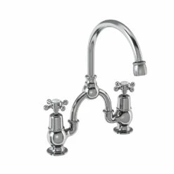 Burlington Claremont Regent 2 Tap Hole Arch Basin Mixer With Curved Spout