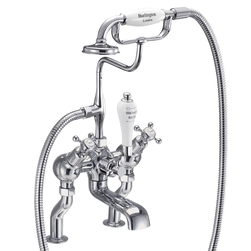 Burlington Claremont Deck Mounted Bath Shower Mixer With Angled Valves 3 Burlington Claremont Deck Mounted Bath Shower Mixer With Angled Valves