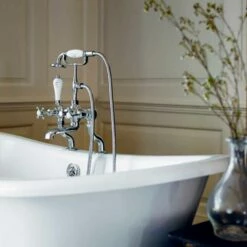 Burlington Claremont Deck Mounted Bath Shower Mixer With Angled Valves 12 Burlington Claremont Deck Mounted Bath Shower Mixer With Angled Valves -TAP WAREHOUSE Shop burlington claremont dm bsm pv detail2