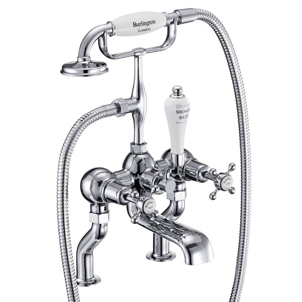 Burlington Claremont Deck Mounted Bath Shower Mixer With Angled Valves 4 Burlington Claremont Deck Mounted Bath Shower Mixer With Angled Valves - Image 2