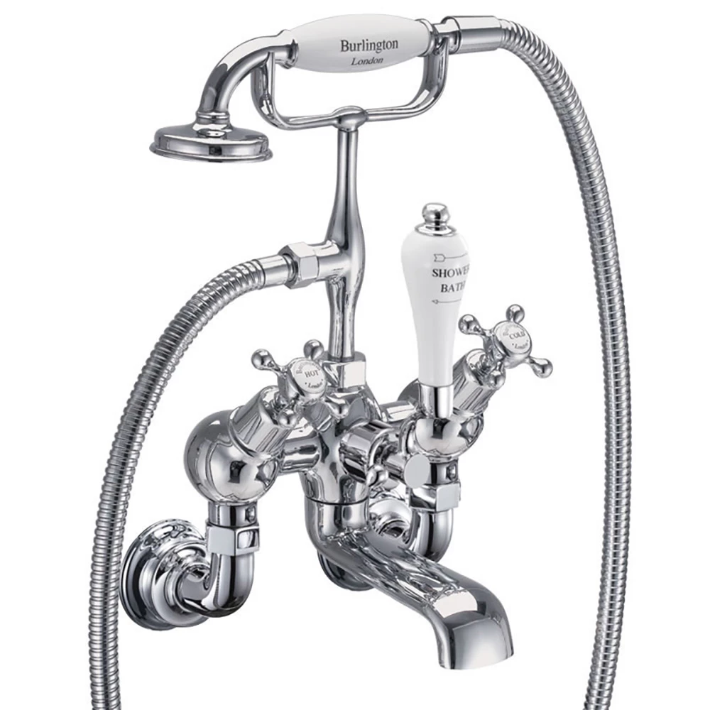 Burlington Claremont Regent Tall Wall Mounted Bath Shower Mixer With Angled Valves 4 Burlington Claremont Regent Tall Wall Mounted Bath Shower Mixer With Angled Valves - Image 2