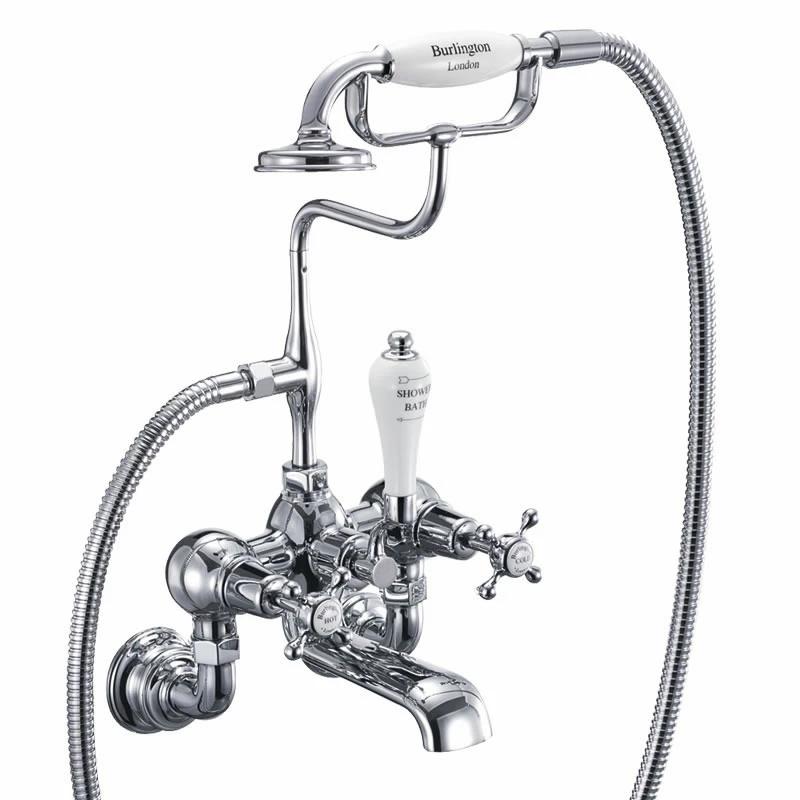 Burlington Claremont Regent Tall Wall Mounted Bath Shower Mixer With Angled Valves 3 Burlington Claremont Regent Tall Wall Mounted Bath Shower Mixer With Angled Valves