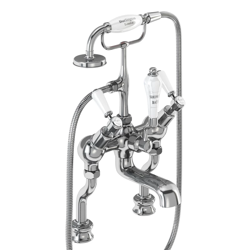 Burlington Kensington Regent Tall Deck Mounted Bath Shower Mixer With Straight Valves 6 Burlington Kensington Regent Tall Deck Mounted Bath Shower Mixer With Straight Valves - Image 4