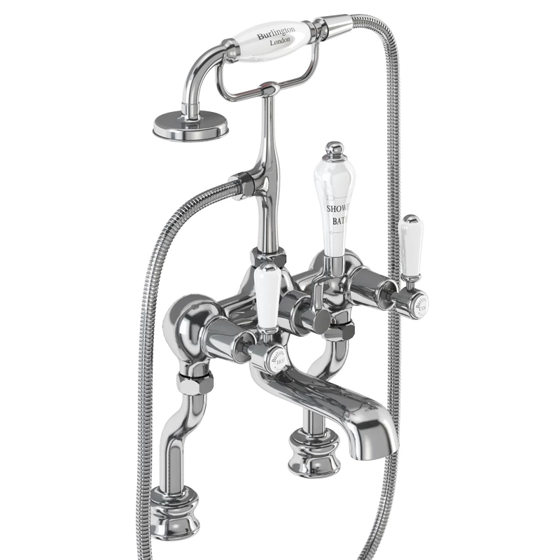 Burlington Kensington Regent Tall Deck Mounted Bath Shower Mixer With Straight Valves 3 Burlington Kensington Regent Tall Deck Mounted Bath Shower Mixer With Straight Valves