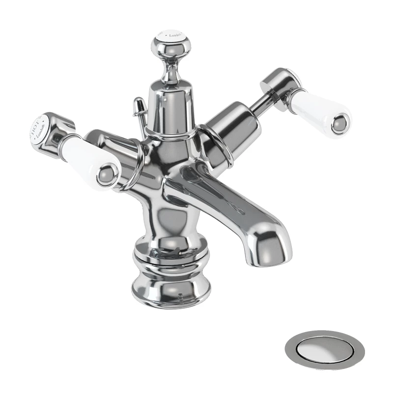 Burlington Kensington Regent Basin Mixer Tap With High Central Indice And Plug & Chain Waste 3 Burlington Kensington Regent Basin Mixer Tap With High Central Indice And Plug & Chain Waste