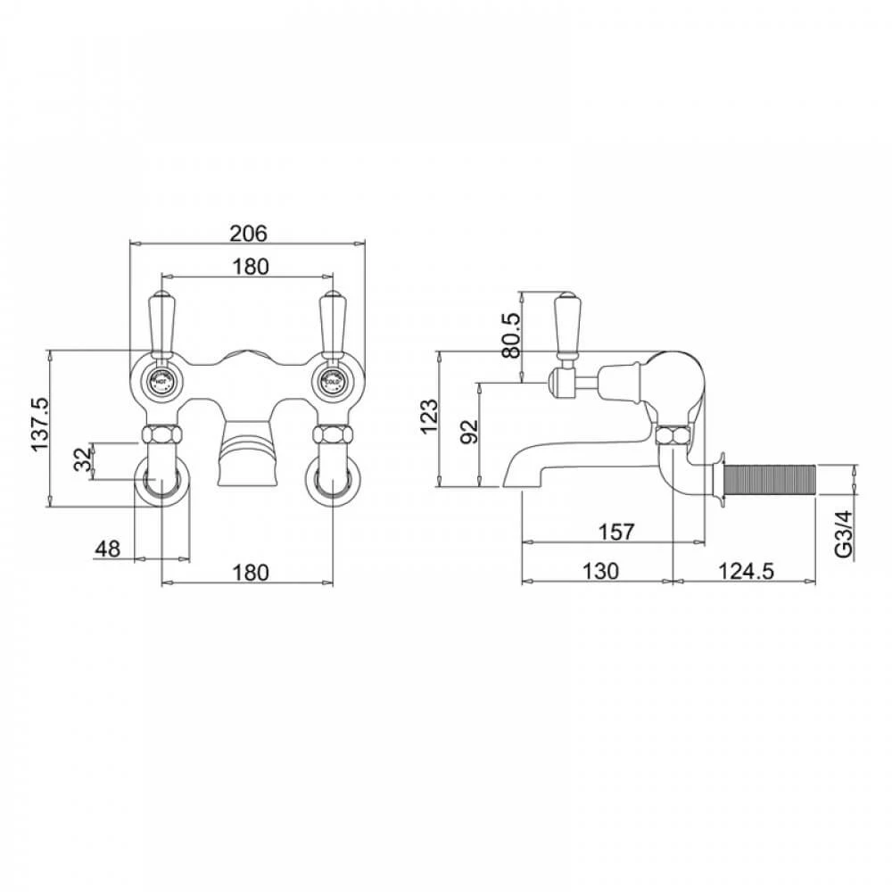 Burlington Kensington Wall Mounted Bath Filler Tap 4 Burlington Kensington Wall Mounted Bath Filler Tap - Image 2