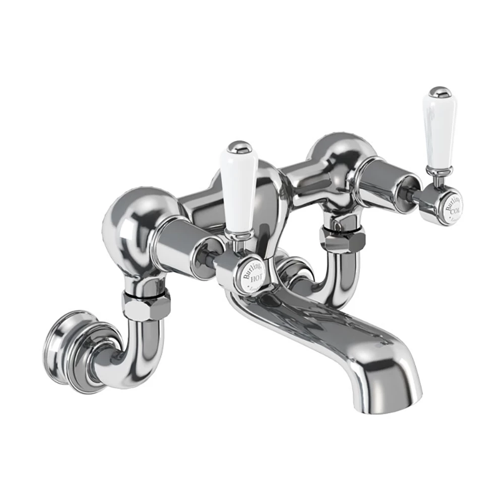 Burlington Kensington Regent Wall Mounted Bath Filler Tap With Straight Valves 3 Burlington Kensington Regent Wall Mounted Bath Filler Tap With Straight Valves