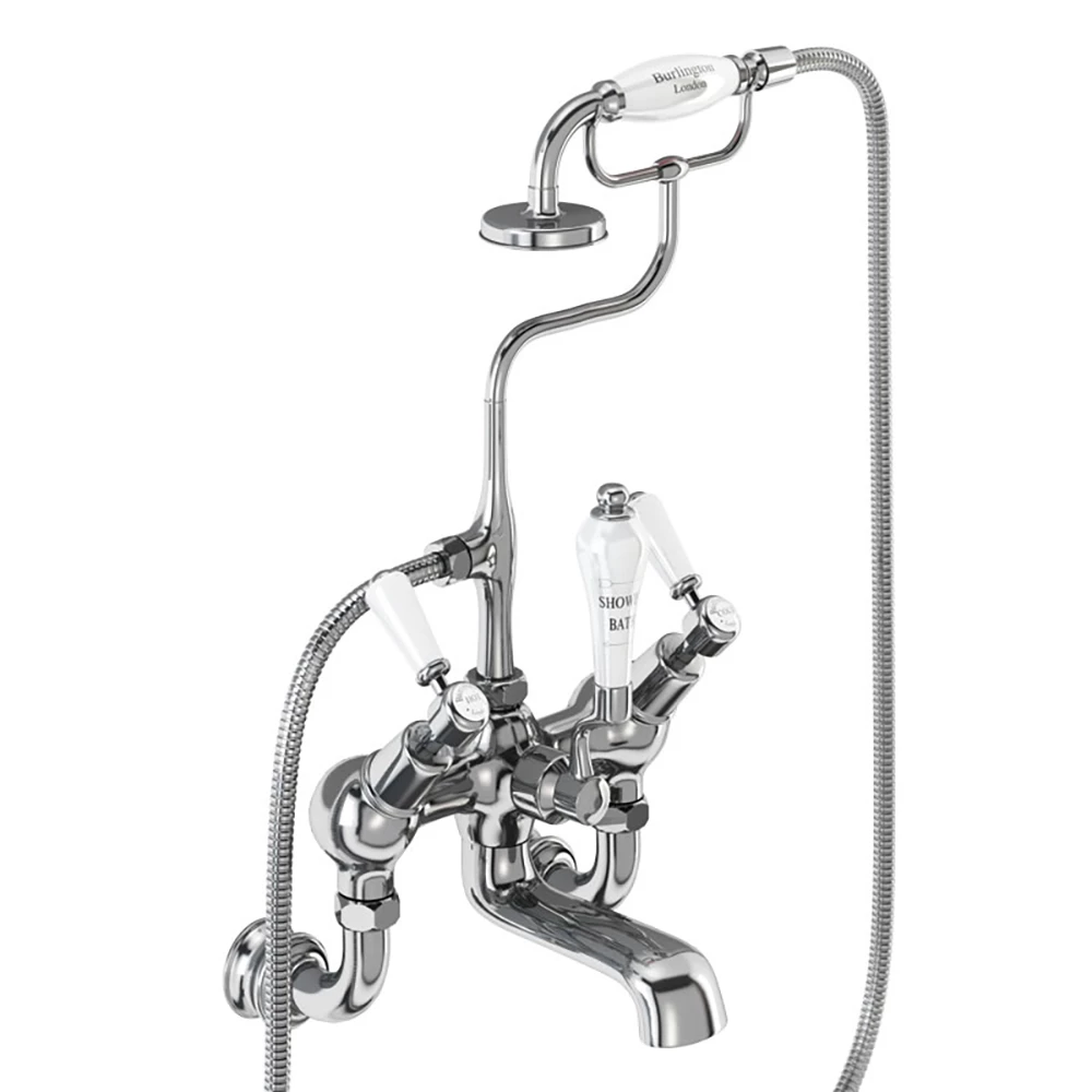 Burlington Kensington Regent Tall Wall Mounted Bath Shower Mixer With Angled Valves 4 Burlington Kensington Regent Tall Wall Mounted Bath Shower Mixer With Angled Valves - Image 2