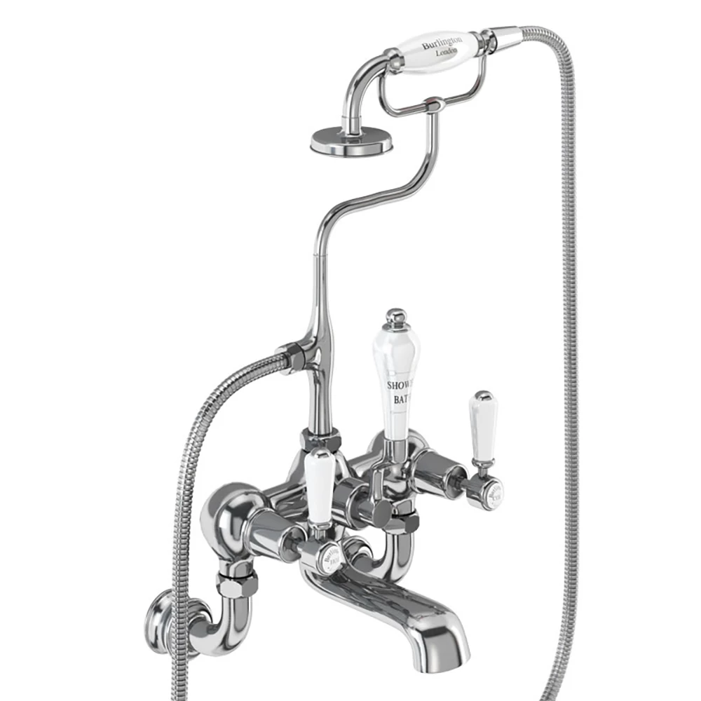 Burlington Kensington Regent Tall Wall Mounted Bath Shower Mixer With Angled Valves 3 Burlington Kensington Regent Tall Wall Mounted Bath Shower Mixer With Angled Valves