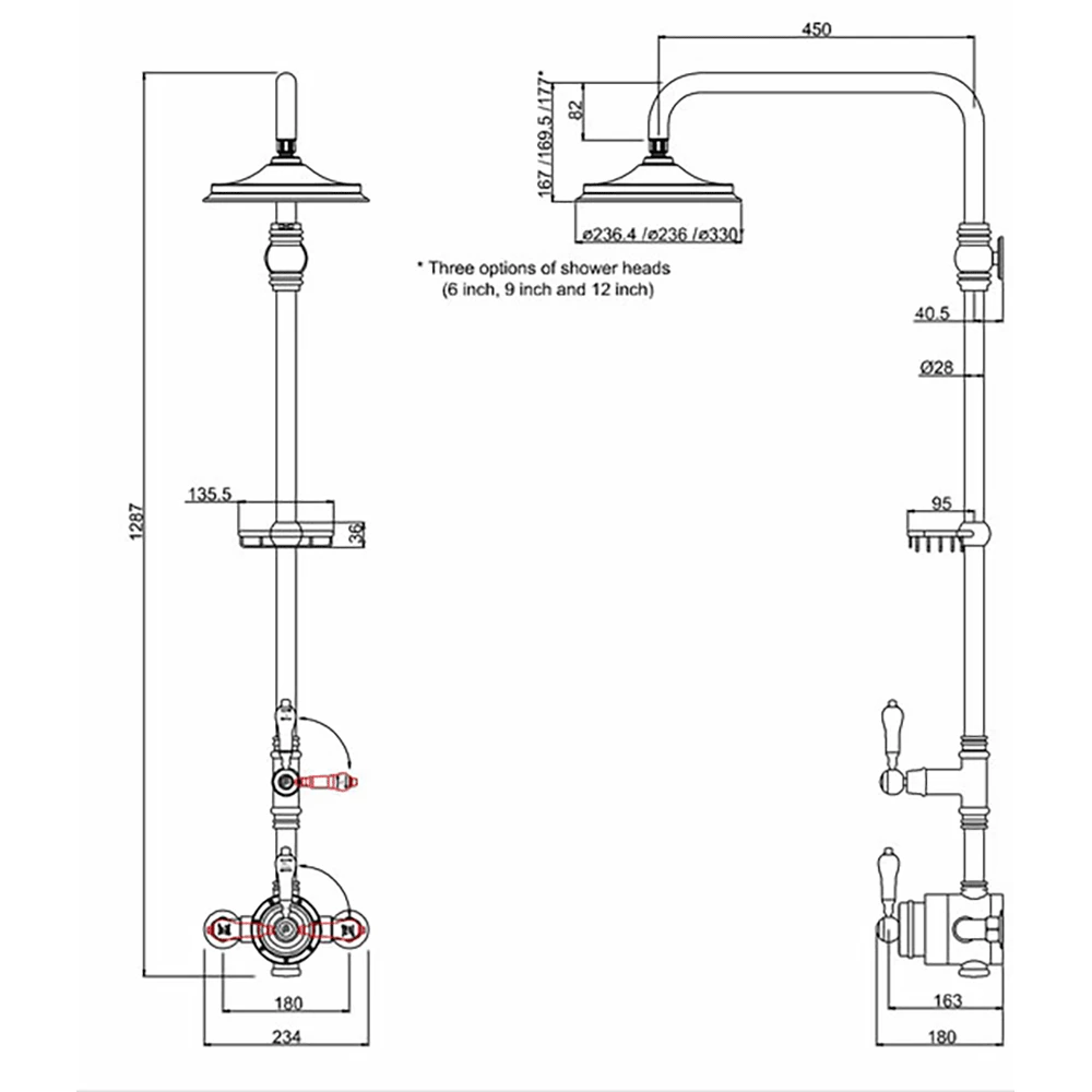 Burlington Stour Exposed Thermostatic Shower Valve With 12" Fixed Shower Head And Rigid Riser 4 Burlington Stour Exposed Thermostatic Shower Valve With 12" Fixed Shower Head And Rigid Riser - Image 2