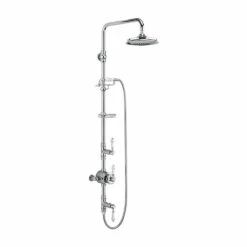 Burlington Stour Exposed Thermostatic Shower Valve With 12" Fixed Shower Head, Ceramic Shower Handset And Rigid Riser