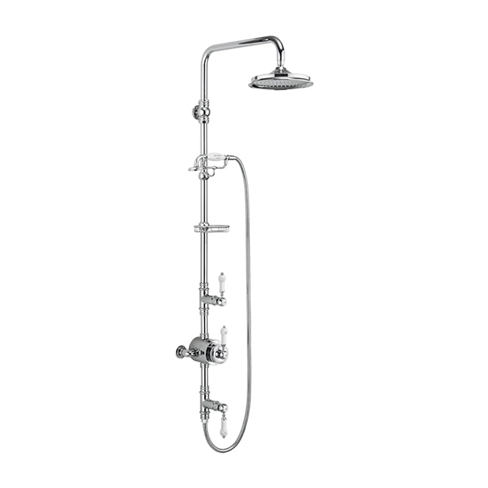 Burlington Stour Exposed Thermostatic Shower Valve With 12" Fixed Shower Head, Ceramic Shower Handset And Rigid Riser 3 Burlington Stour Exposed Thermostatic Shower Valve With 12" Fixed Shower Head, Ceramic Shower Handset And Rigid Riser